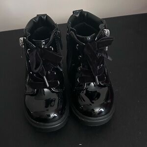 Kids Black Patent Leather Boots